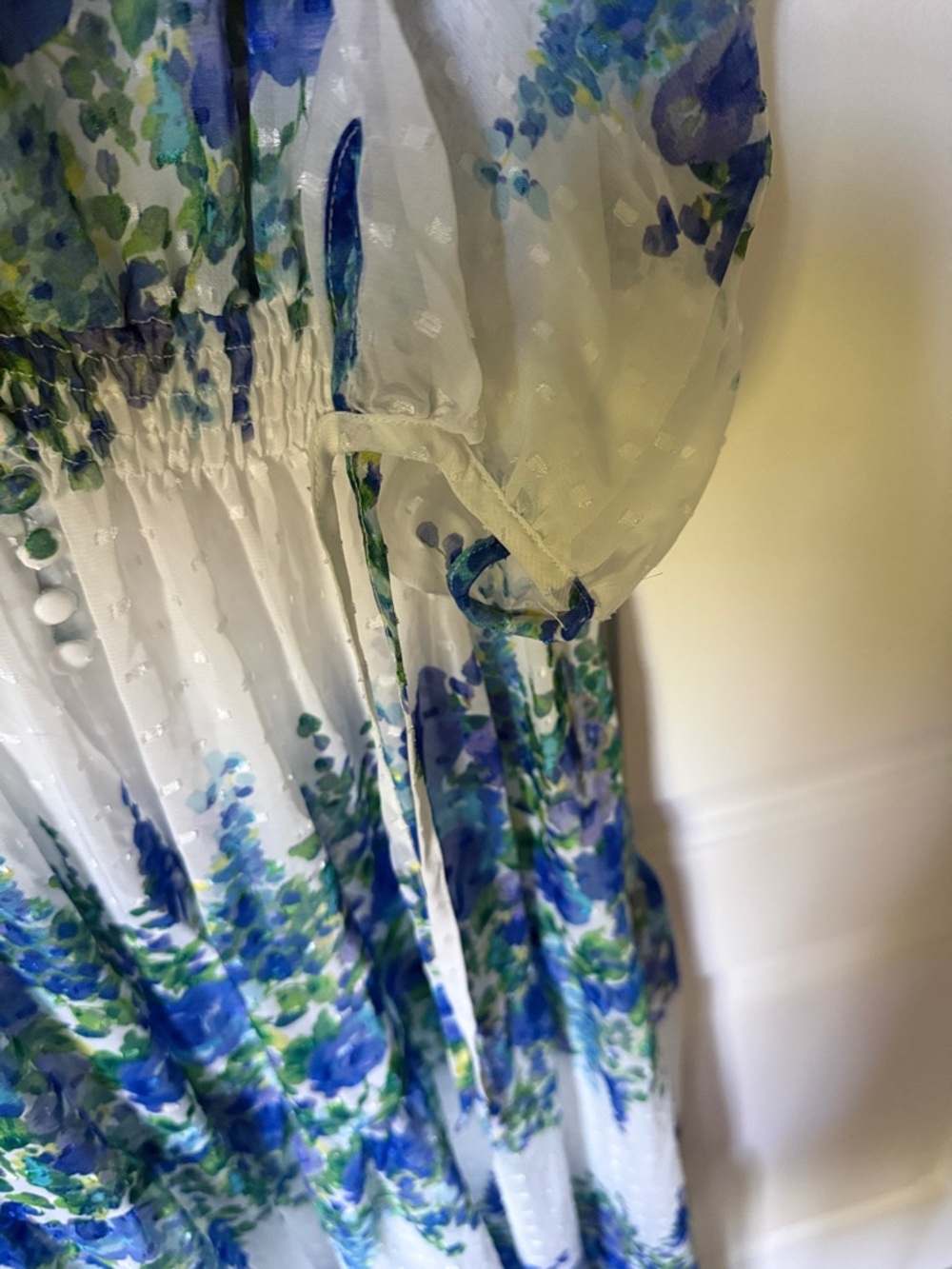 Taylor White Maxi Dress with Blue & Green Floral Print - Picture 3 of 5